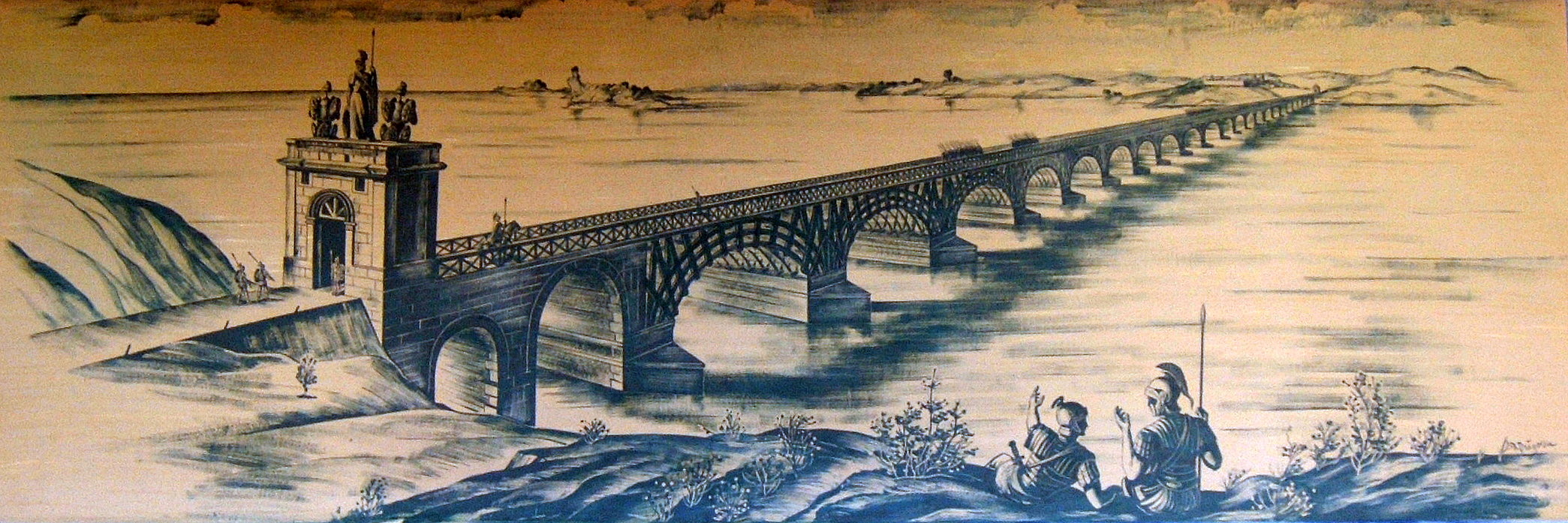 The Trajans bridge over the Danube river.