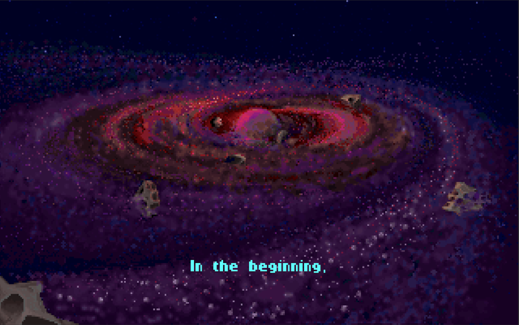 The splash screen from the computer game Civilization, of an ancient forming Earth.