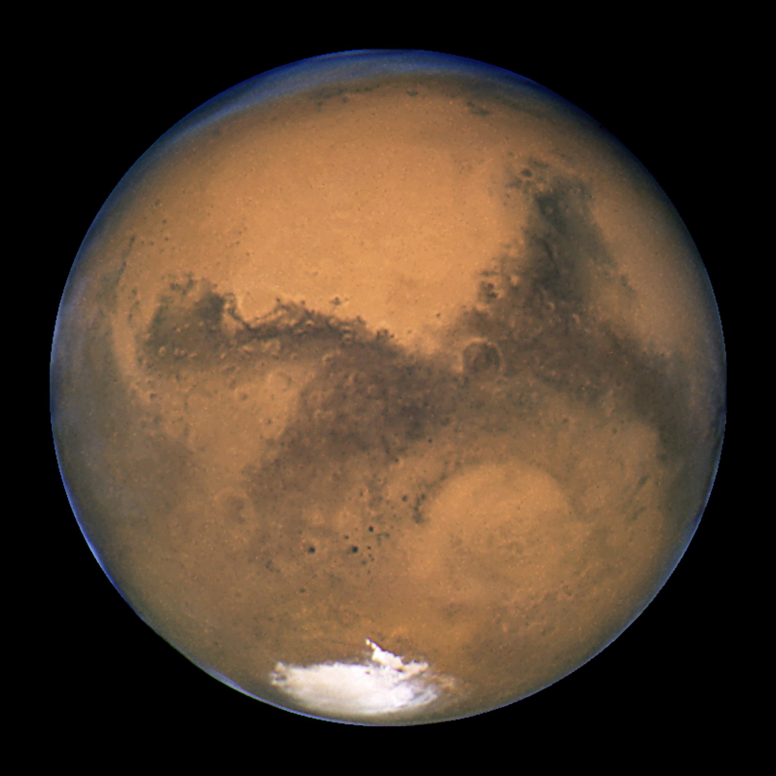 An picture of Mars taken by a telescope.